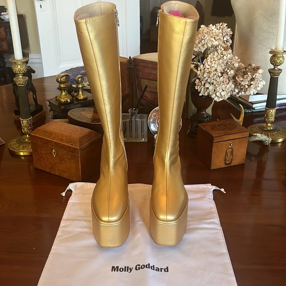MOLLY GODDARD Athena 90mm Metallic Platform Boots